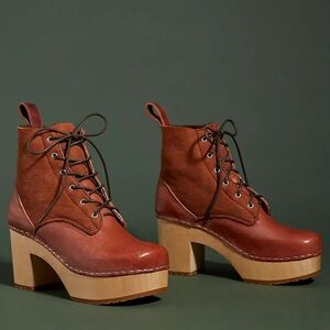 Swedish Hasbeens Hippie Lace-Up Boots Rare fall suede brown